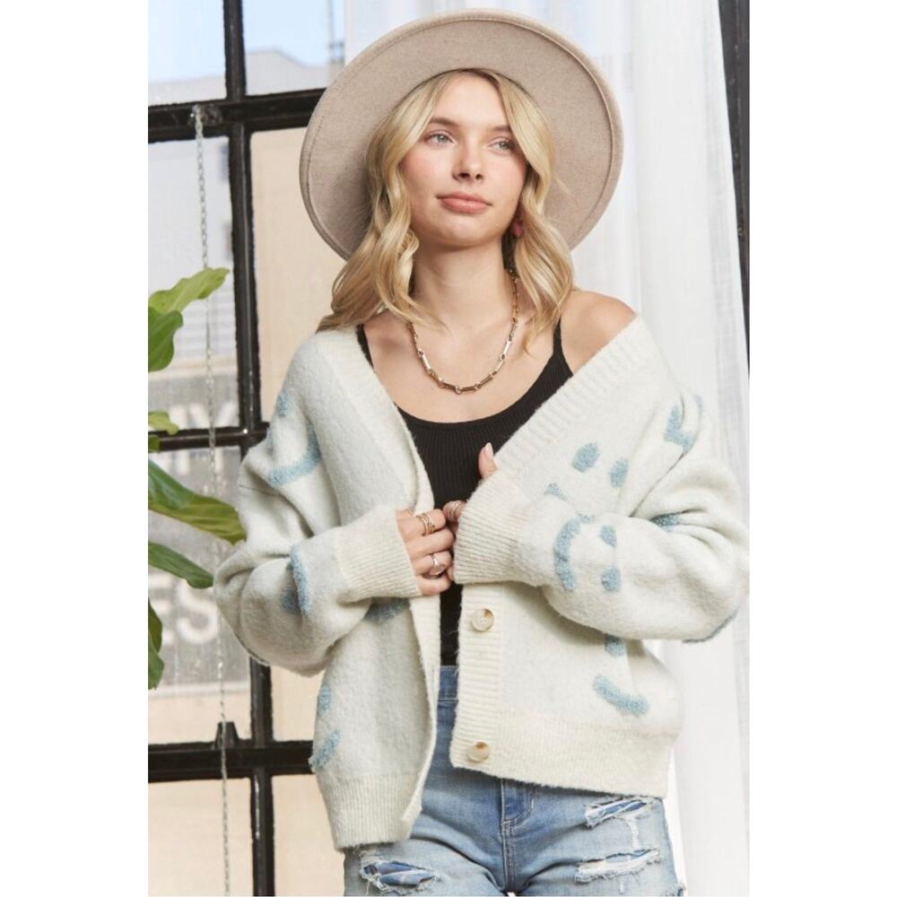 Fluffy Smile Sweater Cardigan NWOT